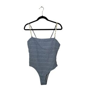 SHEIN Gray Textured One Piece Swimsuit